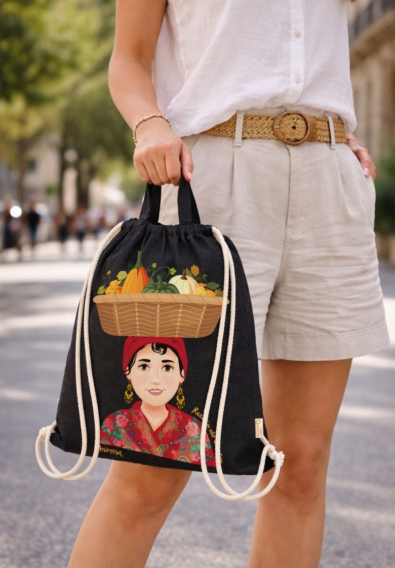 Mochila negra Ilustración Rosalía de Castro | Animosa