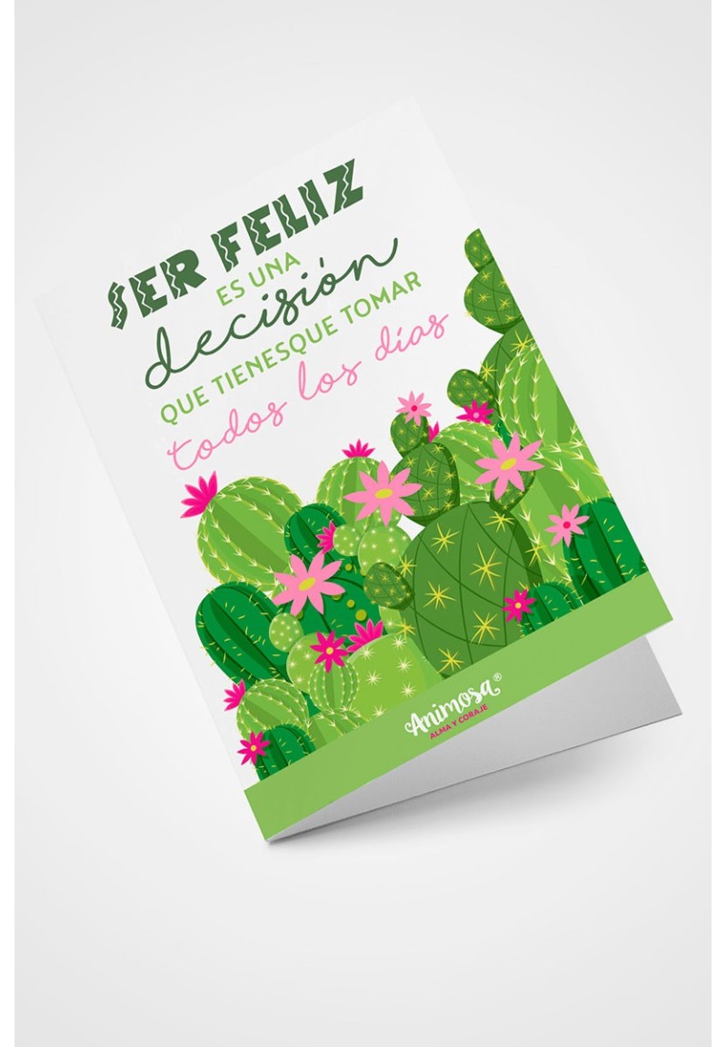 Tarjeta Cactus ser feliz