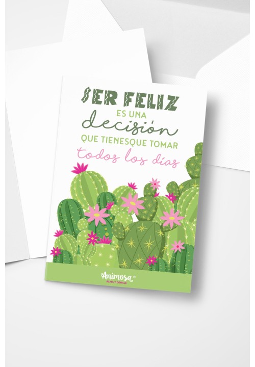 Tarjeta Cactus ser feliz