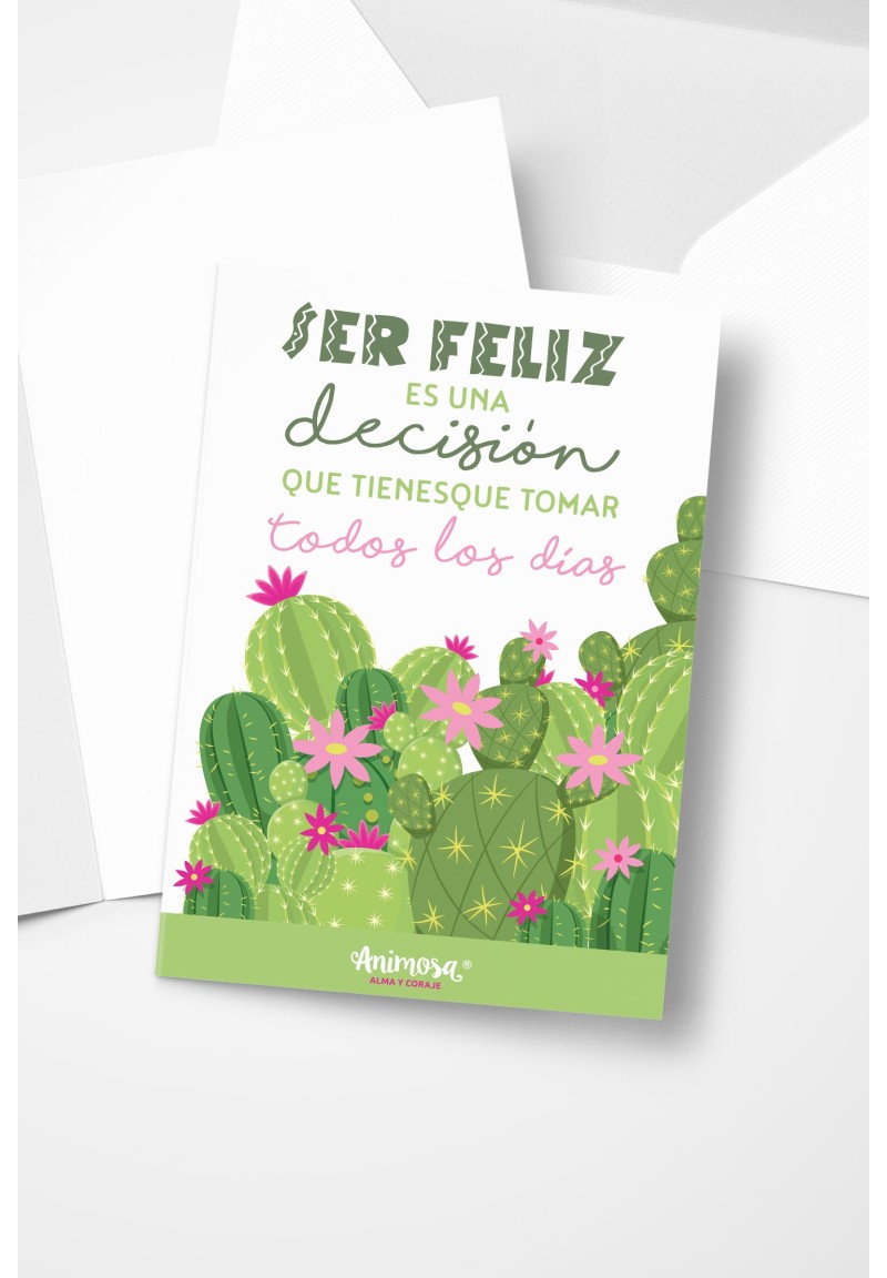 Tarjeta Cactus ser feliz