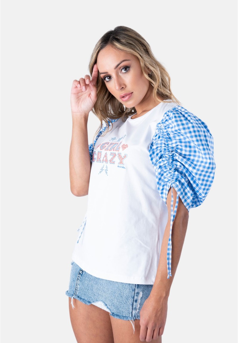 Camiseta Girl Crazy manga abullonada