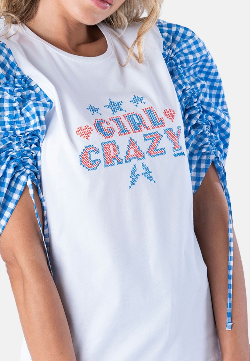 Camiseta Girl Crazy manga abullonada