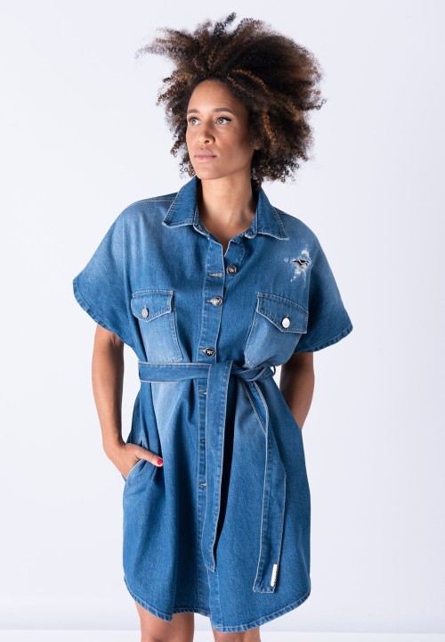 Kimono-vestido Denim Estrellas