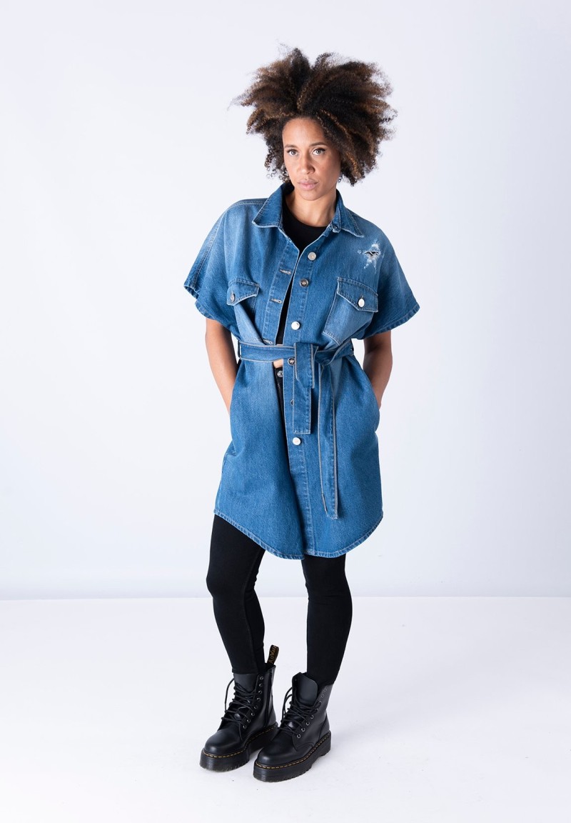 Kimono-vestido Denim Estrellas