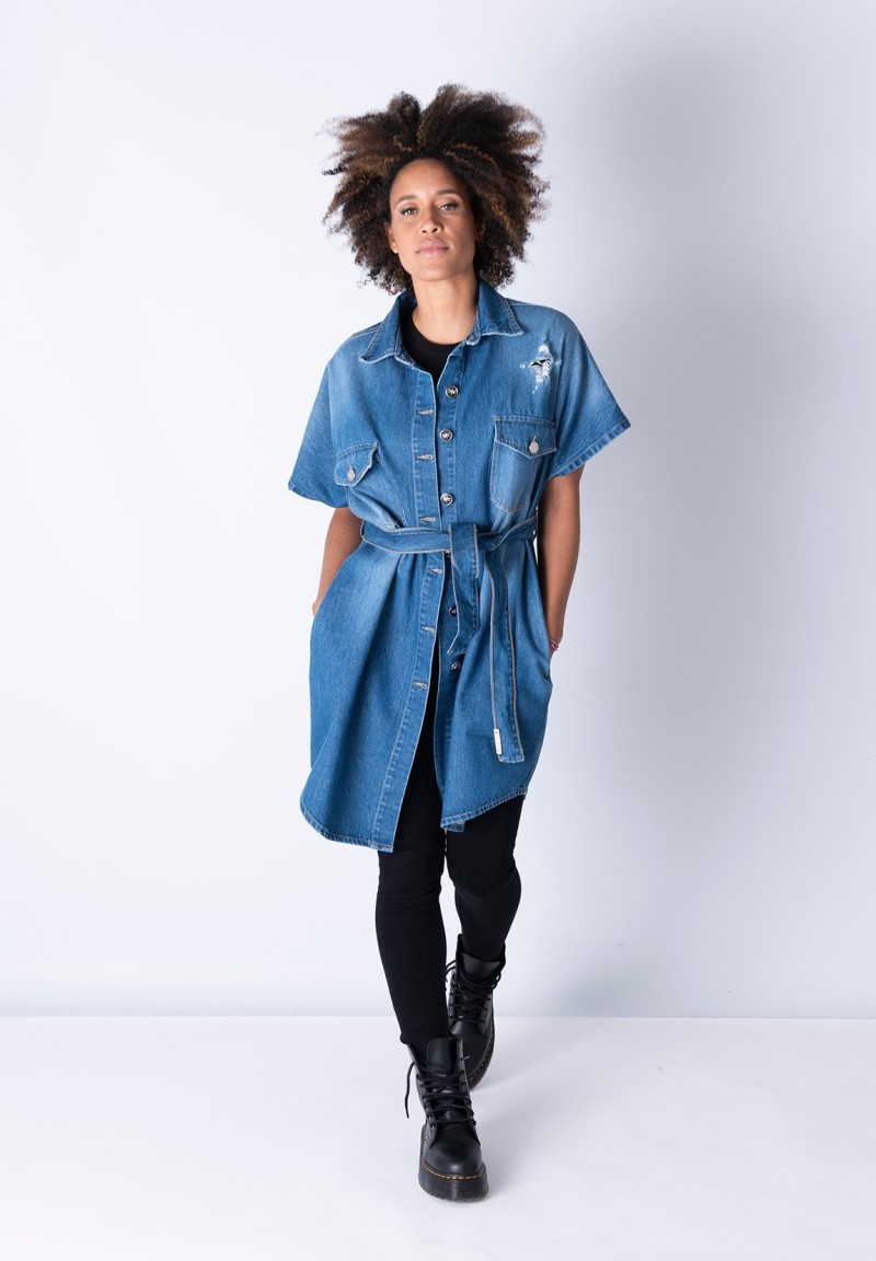 Kimono-vestido Denim Estrellas