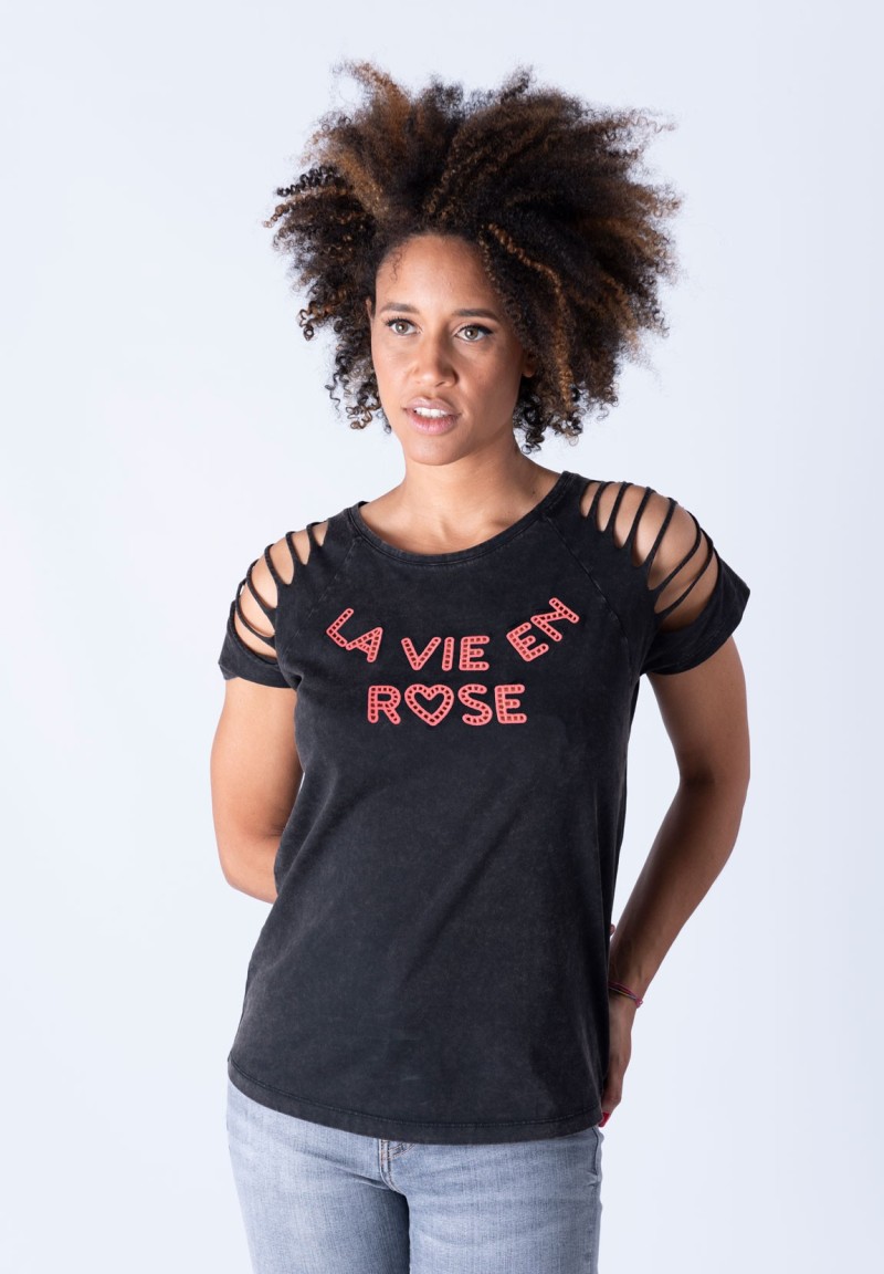 Camiseta La Vie En Rose Negra