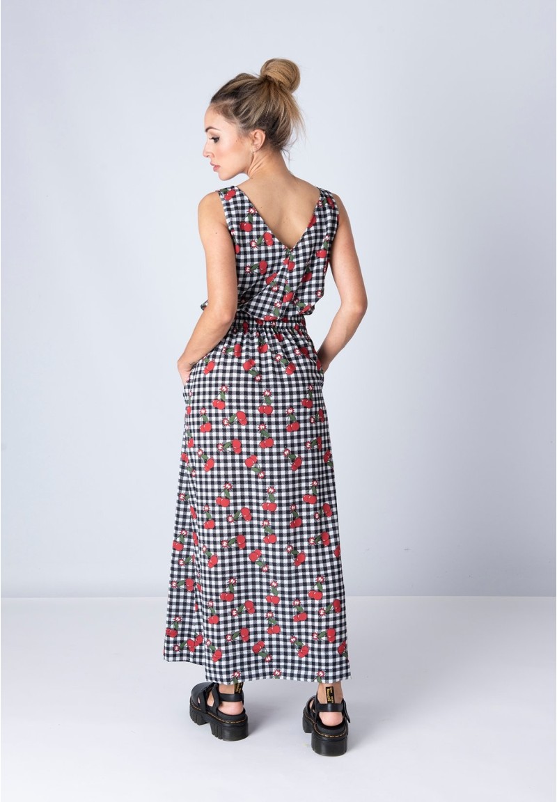 Falda larga Cherry Bomb blanco y negro