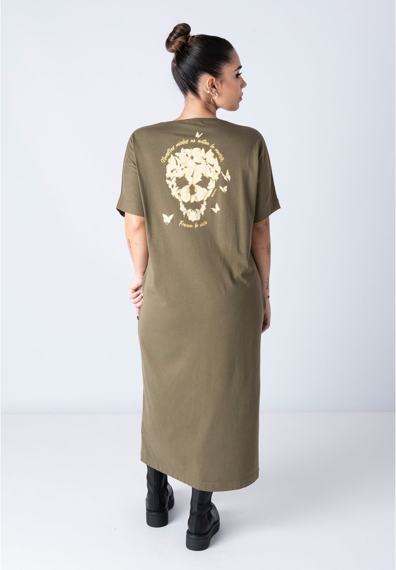 Vestido Calavera mariposas Verde