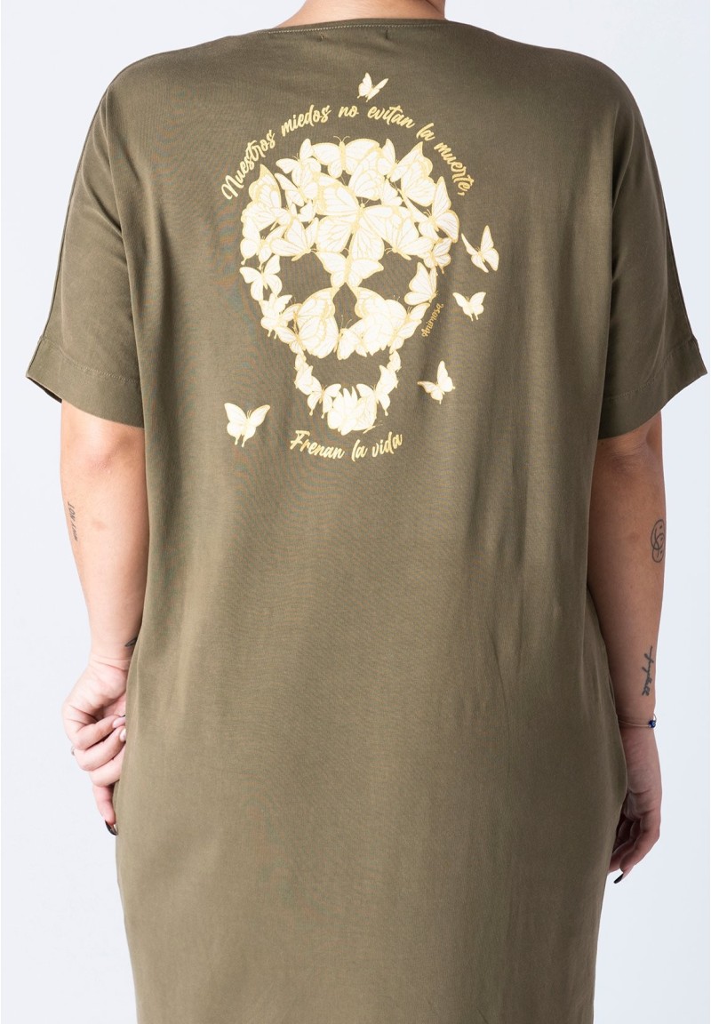 Vestido Calavera mariposas Verde